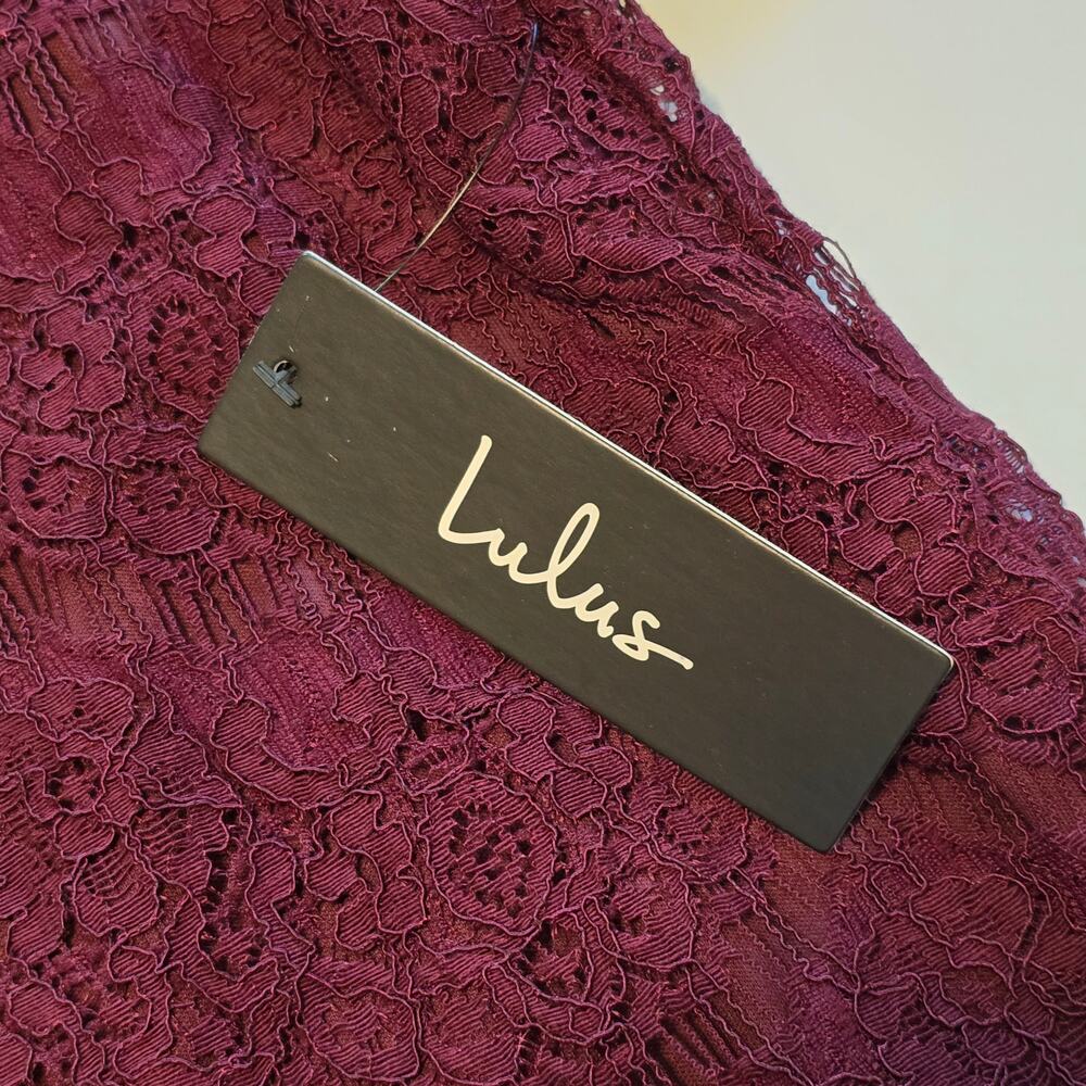 Lulus Take Me to Brunch Burgundy Lace Shift Dress Womens Size XL Lined NWT - Picture 6 of 11